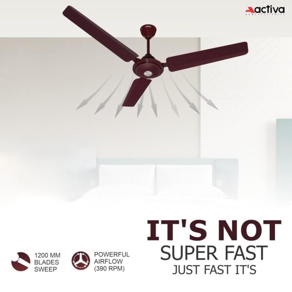 ACTIVA 390 Rpm 1200Mm High Speed Bee Approved 5 starss Rated Apsra Brown Ceiling Fan