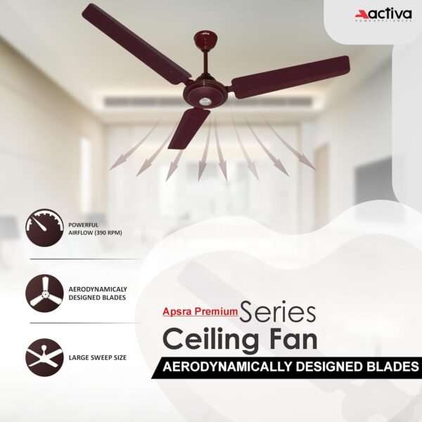 ACTIVA 390 Rpm 1200Mm High Speed Bee Approved 5 starss Rated Apsra Brown Ceiling Fan