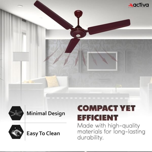 ACTIVA 390 Rpm 1200Mm High Speed Bee Approved 5 starss Rated Apsra Brown Ceiling Fan