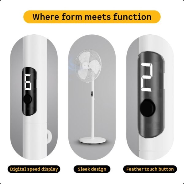 atomberg Renesa 400mm Pedestal Fan for Home | Silent BLDC Stand Fan | LED Display | 6 Speeds | Remote with Oscillation, Timer, Sleep | 2 Year Warranty (Snow White)