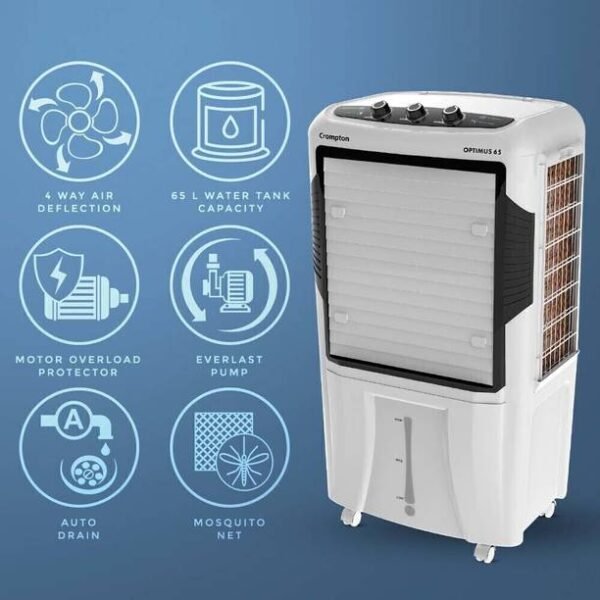 Crompton 65 L Desert Air Cooler with Motor Overload Protection,Collapsible Louvers