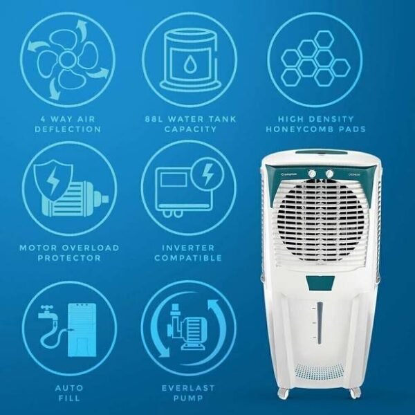 Crompton 88 L Desert Air Cooler with Honeycomb Cooling Pad