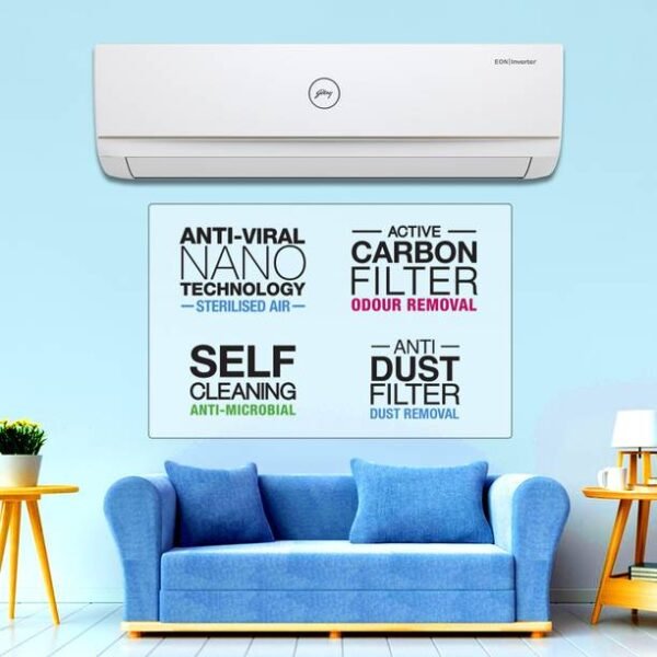 Godrej 1.5 Ton 3 Star Split Inverter AC - White, Gold