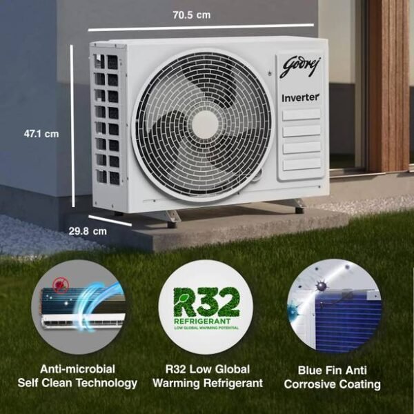 Godrej 5-In-1 Convertible Cooling 2024 Model 0.8 Ton 3 Star Split Inverter Heavy Duty Cooling at Extreme Temperature AC - White