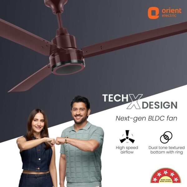 Orient Electric 1200 mm Zeno BLDC | BLDC energy saving ceiling fan with Remote |BEE 5-star rated | Saves up to 50% on electricity bills | 3-year warranty by Orient | Brown, pack...