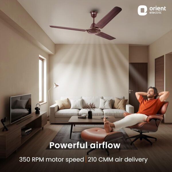 Orient Electric Apex-FX 1200mm Ceiling Fan for Home| BEE Star Rated Energy Efficient Fan| Rust Resistant | Strong and Powerful Motor | 2 Years Warranty by Orient | Brown - Pack...