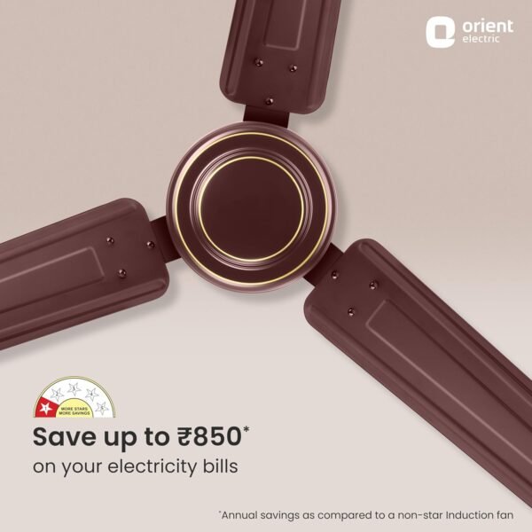 Orient Electric Apex-FX 1200mm Ceiling Fan for Home| BEE Star Rated Energy Efficient Fan| Rust Resistant | Strong and Powerful Motor | 2 Years Warranty by Orient | Brown - Pack...