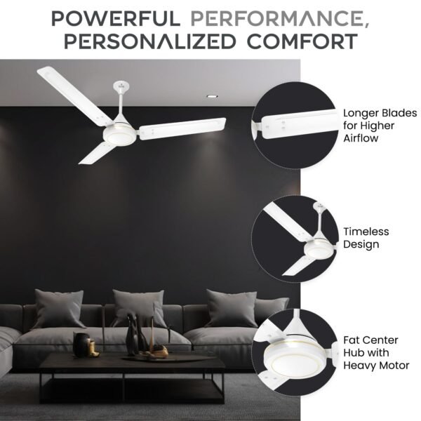 Polycab Charisma Plus 1200 mm high Speed Ceiling Fan | 100% Copper Winding Motor | Corrosion Resistant G-Tech Blades | Star Rated | 52 Watt | 2 years warranty【White】