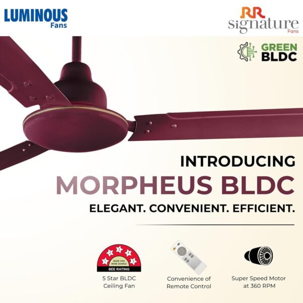 RR Signature 1200 MM Morpheus BLDC Fan with Remote, 60% Energy Savings, Ceiling Fan for Home, 2 Year Warranty (Brown)
