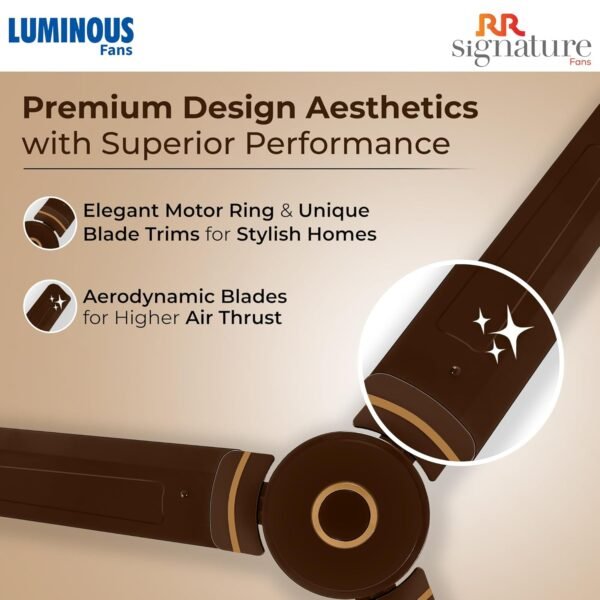 RR Signature 1200 MM Morpheus Deco High Speed Ceiling Fan for Home & Office, 35% Energy Saving, Designer Ceiling Fan, 2 Year Warranty (Ale Brown) (Pack of 2)